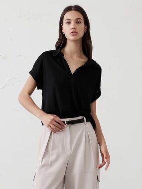 Banana Republic Linen Blend Johnny Collar Shirt